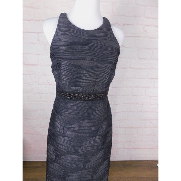 Scarlett Black Textured Gown 6 Beaded Waist Keyhole - Picture 7 of 12